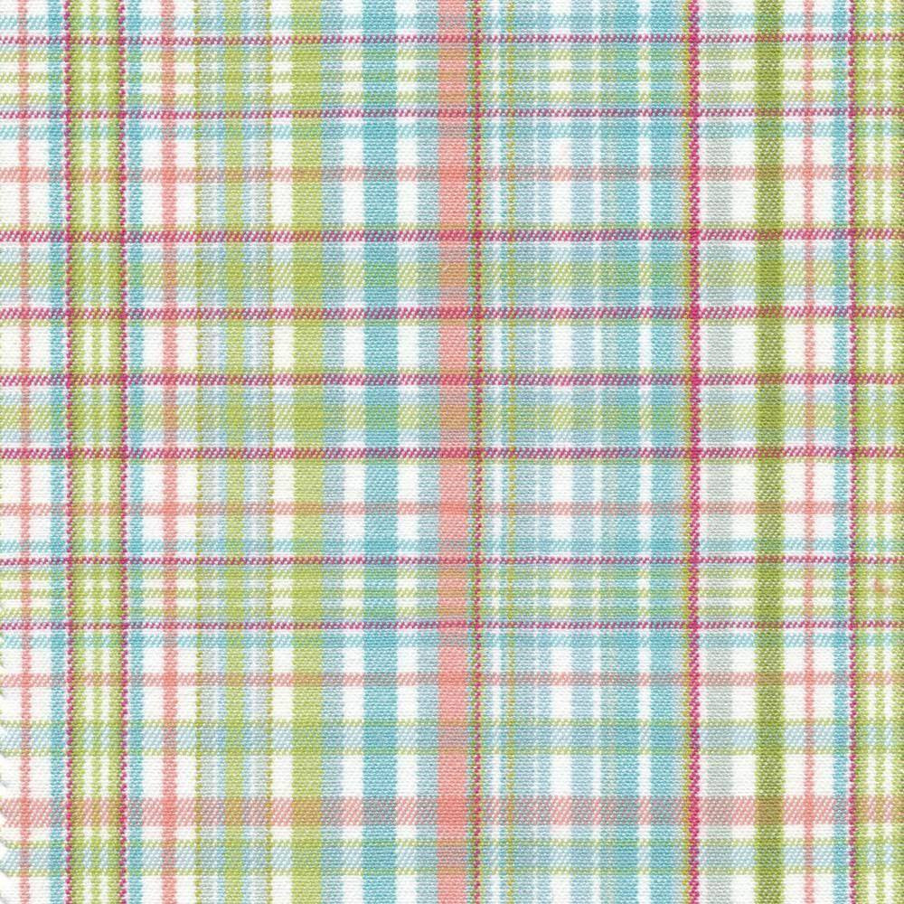 Pickwick Plaid Rainbow by Kasmir Fabric 1387 USA 15,000 Wyzenbeek Double Rubs H: 5 1/8 inches, V:6 2/8 inches 54 - 58 - Fabric Carolina - Kasmir