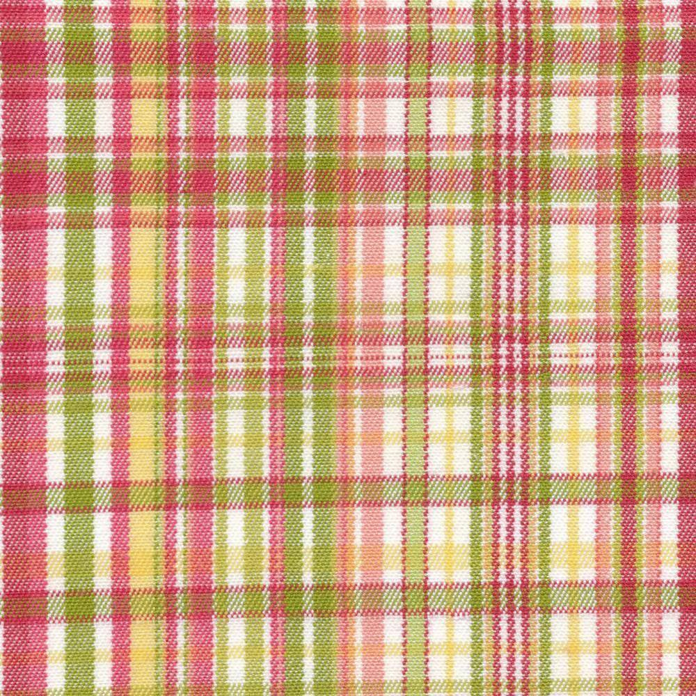 Pickwick Plaid Shrimp by Kasmir Fabric 1387 USA 15,000 Wyzenbeek Double Rubs H: 5 1/8 inches, V:6 2/8 inches 54 - 58 - Fabric Carolina - Kasmir