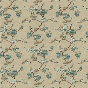 Picturesque Lagoon by Kasmir Fabric 1450 73% Cotton 27% Polyester INDIA 15,000 Wyzenbeek Double Rubs H: 25 2/8 inches, V: 18 5/8 inches 54 - Fabric Carolina - Kasmir