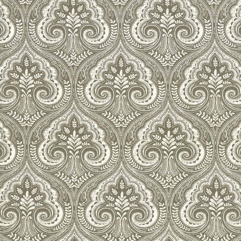Pietro Paisley Charcoal by Kasmir Fabric 5105 TURKMENISTAN H: 13 6/8 inches, V:17 6/8 inches 54 - 55 - Fabric Carolina - Kasmir