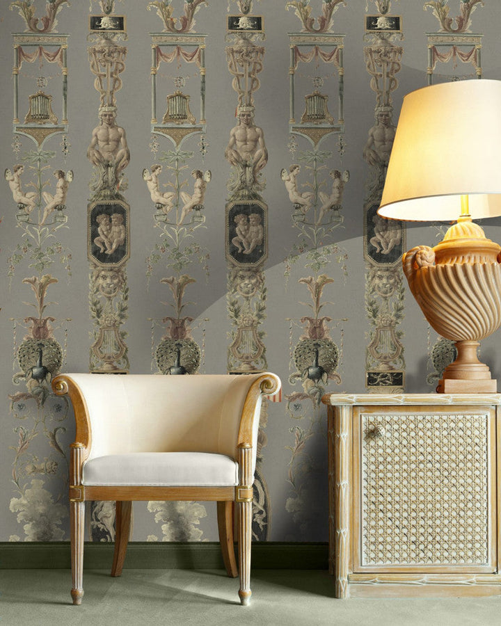 Pilasters Grey by Mind the Gap Designer Wallpaper PREMIUM DESIGNER WALLPAPER COLLECTION Non-woven Made in Europe Paste the wall 3 rolls x 20.5 x 3.25 yards - Swanky Fabrics -