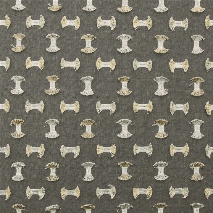 Playful Gunmetal by Kasmir Fabric 1470 50% Cotton
50% Polyester
 INDIA 25,000 Wyzenbeek Double Rubs </p><p>Repeat: Horizontal: 5 2/8 inches and Vertical: 6 2/8 inches 55 - Fabric Carolina -