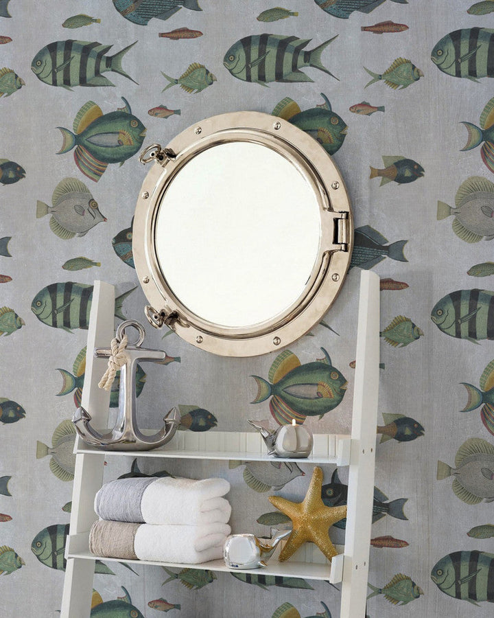 Poissons Grey Wallpaper by Mind the Gap Designer Wallpaper PREMIUM DESIGNER WALLPAPER COLLECTION Non-woven Made in Europe Paste the wall 3 rolls x 20.5 x 3.25 yards - Swanky Fabrics -