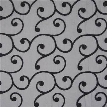 Poodle Scroll Black by Kasmir Fabric 1374 100% Polyester CHINA Not Tested H: 10 inches, V: 11 6/8 inches 54 - Fabric Carolina - Kasmir