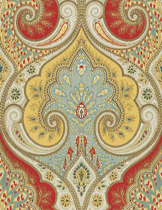 Latika Aqua/Pimento by Baker Lifestyle Fabric