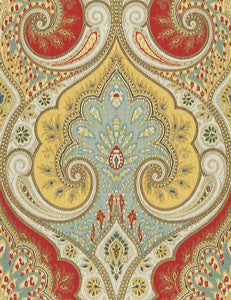 Latika Aqua/Pimento by Baker Lifestyle Fabric