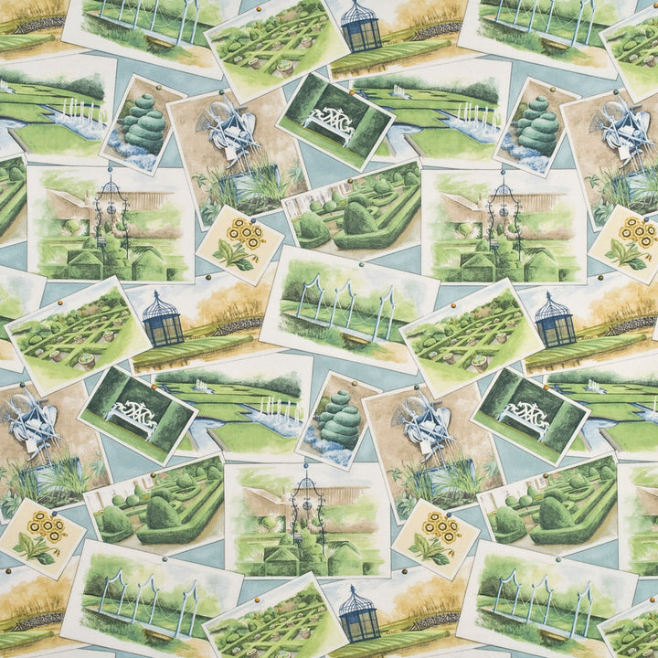Opera Postcards Aqua/Multi by Baker Lifestyle Fabric