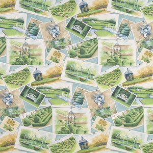 Opera Postcards Aqua/Multi by Baker Lifestyle Fabric