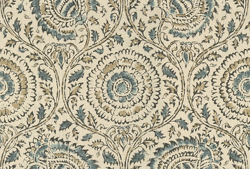 Kamala Indigo/Stone by Baker Lifestyle Fabric