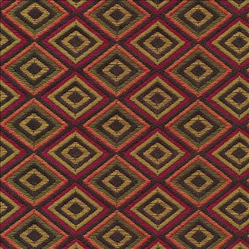 Primeaux Diamond Firethorn by Kasmir Fabric 1396 68% Polyester 32% Rayon CHINA 12,000 Wyzenbeek Double Rubs H: 1 1/8 inches, V: 1 1/8 inches 54 - 56 - Fabric Carolina - Kasmir