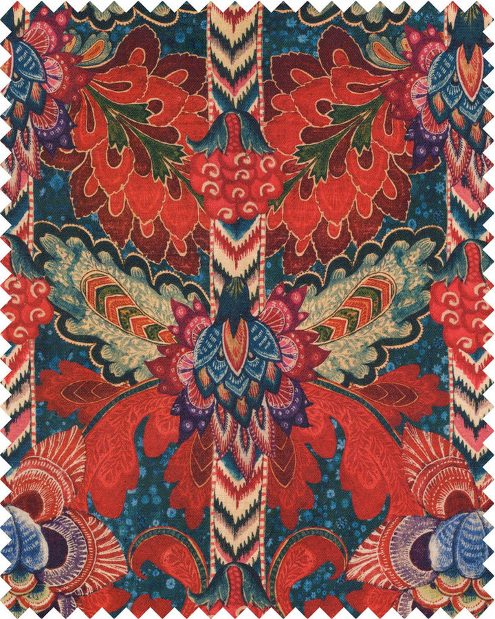 PSYCHEDELIA Linen (FB00073) by Mind The Gap | FB00073 | WOODSTOCK '69 LIFESTYLE COLLECTION | Blue, Green, Red, Taupe | Fabric Carolina | https://www.fabriccarolina.com/