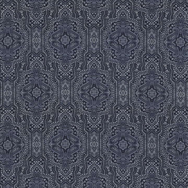 Purana Paisley Indigo by Kasmir Fabric 5115 100% Cotton
 USA </p><p>Repeat: Horizontal: 13 4/8 inches and Vertical: 25 2/8 inches 54 - Fabric Carolina -
