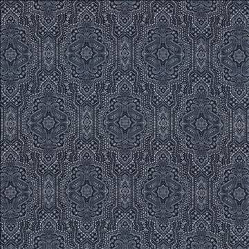 Purana Paisley Indigo by Kasmir Fabric 5115 100% Cotton USA 15,000 Wyzenbeek Double Rubs H: 13 4/8 inches, V: 25 2/8 inches 54 - Fabric Carolina - Kasmir