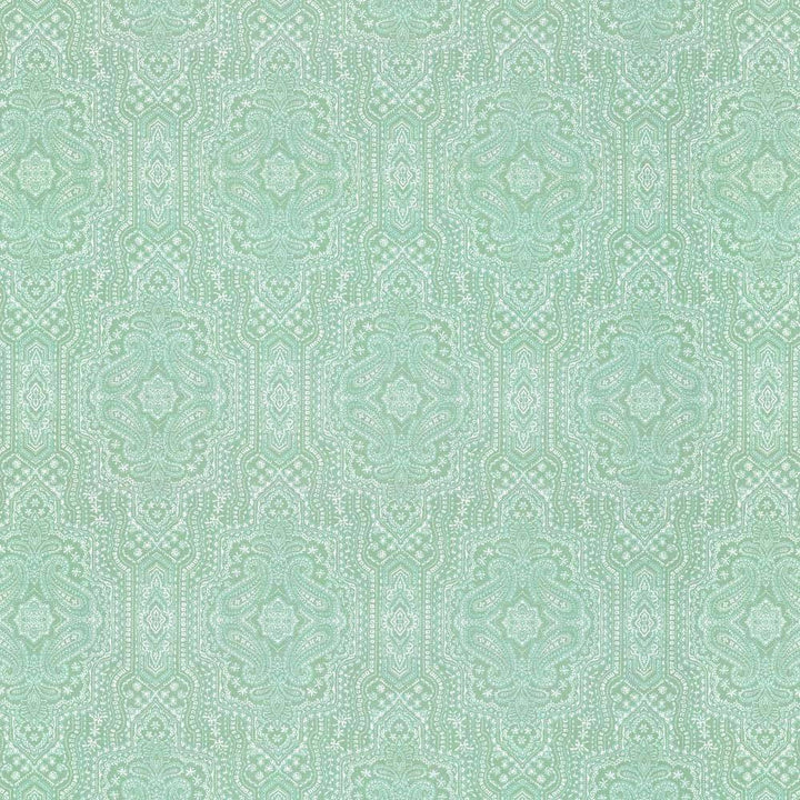 Purana Paisley Turquoise by Kasmir Fabric 5114 USA 15,000 Wyzenbeek Double Rubs H: 13 4/8 inches, V:25 2/8 inches 54 - Fabric Carolina - Kasmir