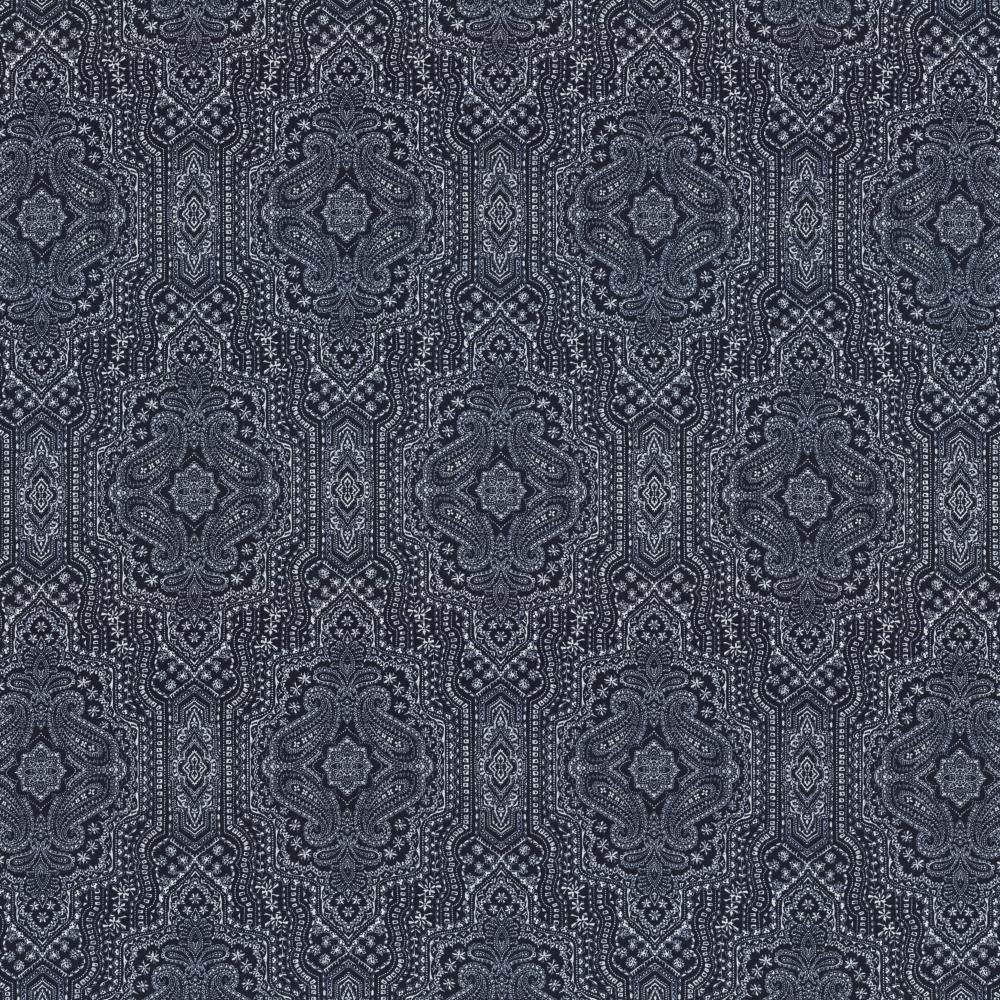 Purana Paisley Indigo by Kasmir Fabric 5115 100% Cotton
 USA </p><p>Repeat: Horizontal: 13 4/8 inches and Vertical: 25 2/8 inches 54 - Fabric Carolina -