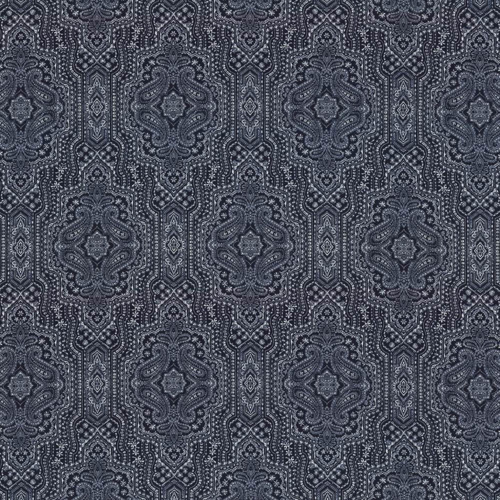 Purana Paisley Indigo by Kasmir Fabric 5115 100% Cotton
 USA </p><p>Repeat: Horizontal: 13 4/8 inches and Vertical: 25 2/8 inches 54 - Fabric Carolina -