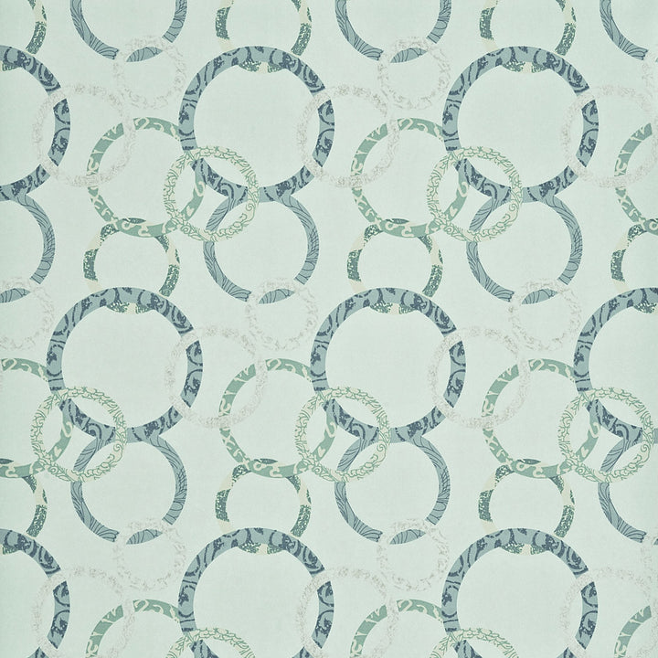Roundel Aqua/Teal/Silver by Baker Lifestyle Wallcovering