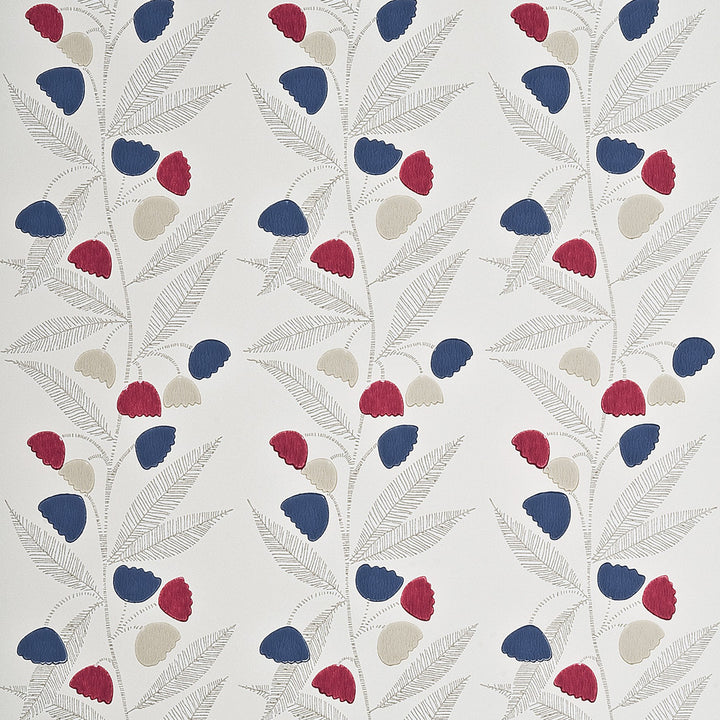 Bell Flower Cherry/Indigo/Buttermilk by Baker Lifestyle Wallcovering