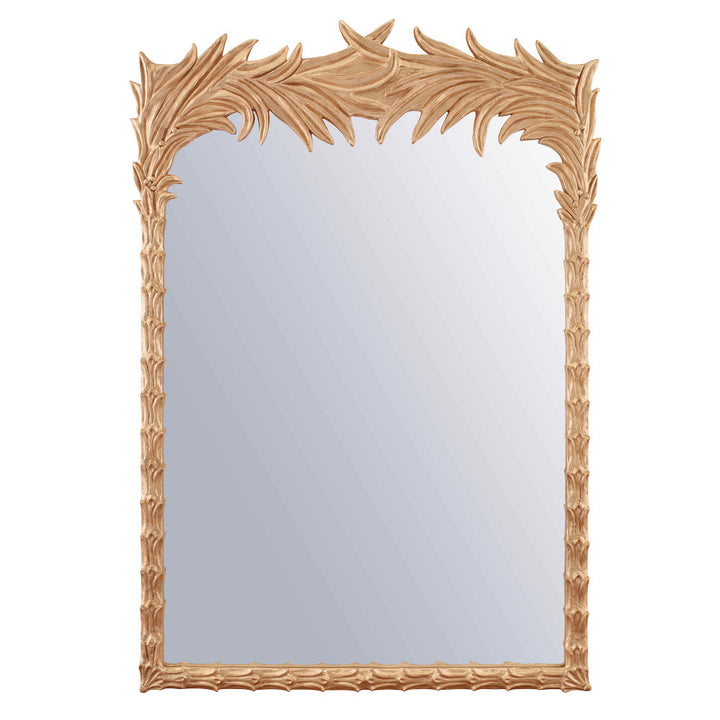 Santa Monica Mirror, Gold QR-17620.GOLD.0 by CuratedKravet CuratedKravet Part of the Jan Showers for Kravet collection. This feather-like mirror inspired by a Parisian antique is cast in resin and finished with gold leafing. United States </p><p>Dimensions: Length 38, Height 56, Width 2.25 - Fabric Carolina -