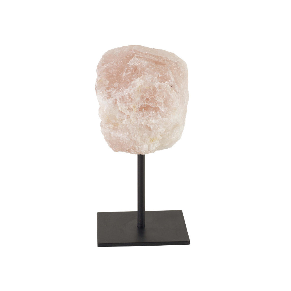 Nora Rose Quartz Sculpture QR-18376.ROSEQUARTZ.0 by CuratedKravet CuratedKravet A natural rose quartz druze cluster sculpture mounted on a black iron stand. Due to the natural material, size, shape and color will vary. Brazil DUST LIGHTLY. KEEP DRY. </p><p>Dimensions: Length 4.75, Height 10, Width 4 Quartz - 90%, Iron - 10% - Fabric Carolina -