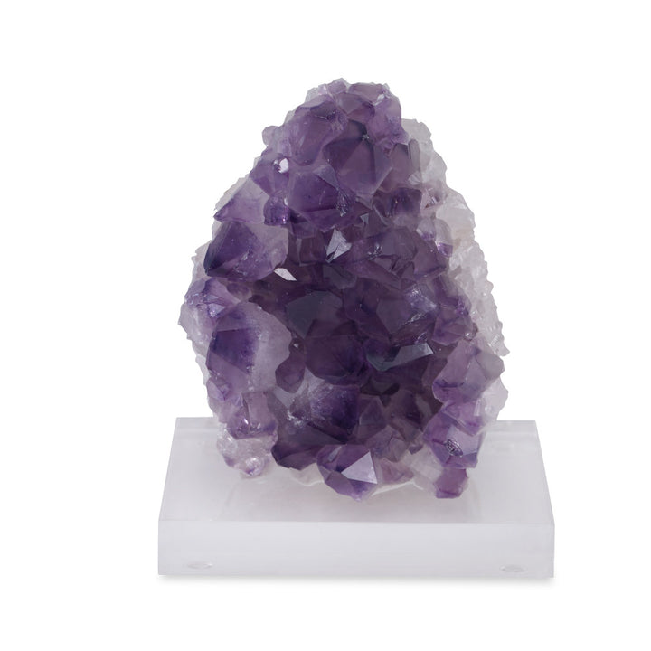 Macapa Sculpture QR-18764.AMETHYST.0 by CuratedKravet CuratedKravet An amethyst druze mounted on a clear acrylic base. Due to the natural material, variation in size, shape, and color is to be expected. Brazil DUST LIGHTLY WITH A SOFT, DRY CLOTH. FRAGILE PRODUCT, HANDLE WITH CARE. </p><p>Dimensions: Length 3.25, Height 4.75, Width 3.5 Stone - 60%, Acrylic - 40% - Fabric Carolina -