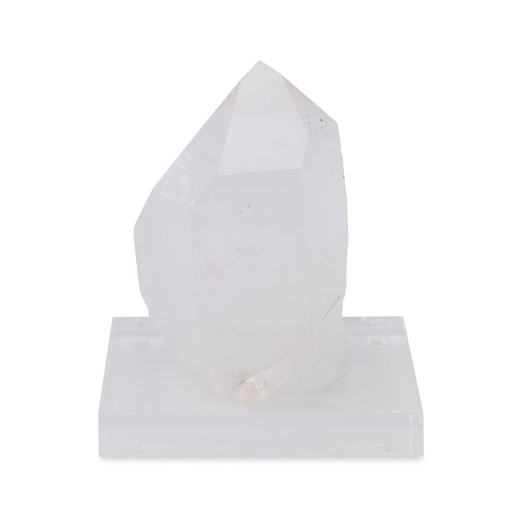 Sorocaba Sculpture QR-18767.WHITE.0 by CuratedKravet CuratedKravet A white crystal point mounted on a clear acrylic base. Due to the natural material, variation in size, shape, and color is to be expected. Brazil DUST LIGHTLY WITH A SOFT, DRY CLOTH. FRAGILE PRODUCT, HANDLE WITH CARE. </p><p>Dimensions: Length 3.25, Height 4, Width 3.5 Crystal Stone - 60%, Acrylic - 40% - Fabric Carolina -