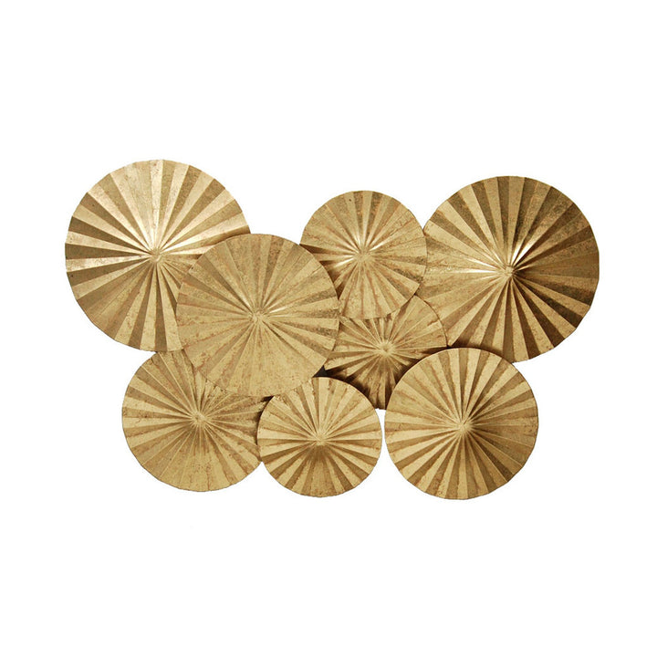 Clarissa Wall Sculpture QR-18789.GOLDLEAF.0 by CuratedKravet CuratedKravet Iron fan wall sculpture that is gold powdercoated and finished with hand applied gold leafing. Cleat hanging hardware. India Wipe with clean dry cloth. </p><p>Dimensions: Length 33.5, Height 21.5, Width 3.5 Iron - 100% - Fabric Carolina -