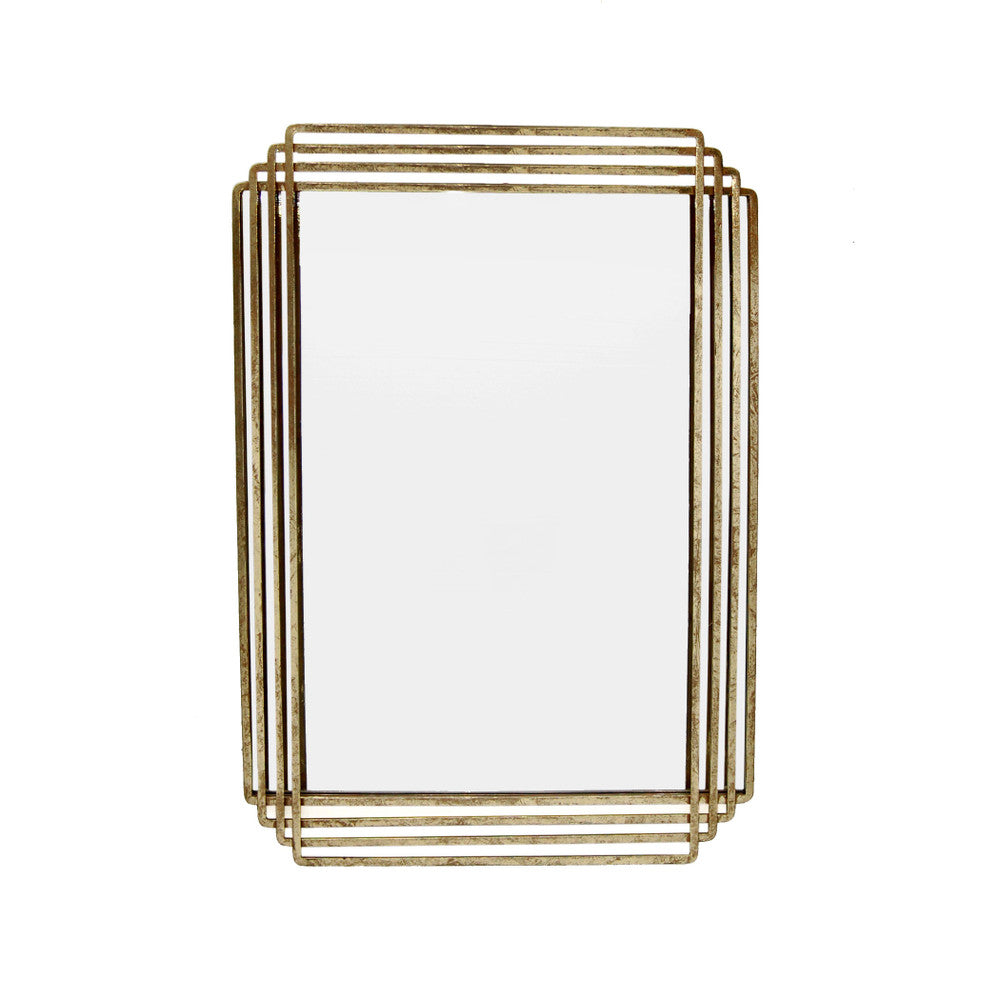 Parallel Mirror QR-18791.GOLDLEAF.0 by CuratedKravet CuratedKravet The Parallel mirror embodies both modern and traditional with a streamlined frame that is gold powdercoated and with a handworked gold leafed finish. There will be slight variation as the finish is done by hand. Hanging hardware cliet. India Wipe with clean dry cloth. </p><p>Dimensions: Length 29.75, Height 40, Width 1 Iron - 80%, Glass - 10%, Mdf - 10% - Fabric Carolina -