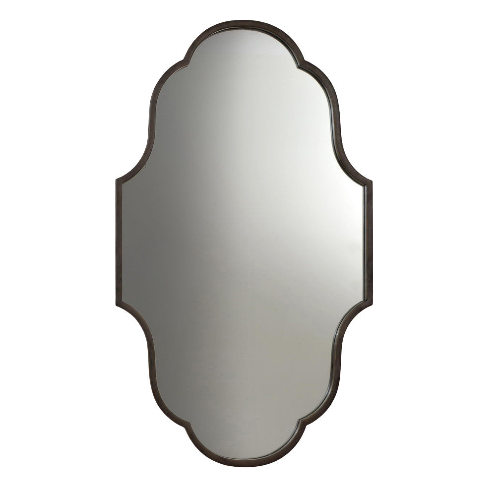 Gris Mirror QR-18796.GRAY.0 by CuratedKravet CuratedKravet Gothic iron mirror featuring rounded ends and plateaued edges. The frame is metallic gray powder-coated. Cleit hanging hardware. India Wipe with clean dry cloth. </p><p>Dimensions: Length 22.5, Height 37.5, Width 1 Iron - 80%, Glass - 10%, Mdf - 10% - Fabric Carolina -