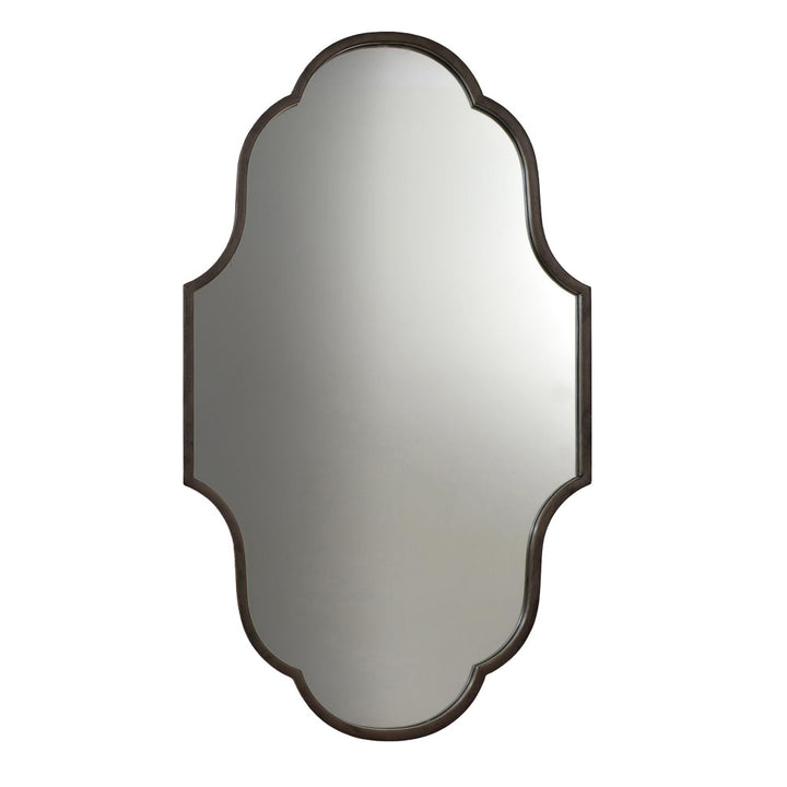 Gris Mirror QR-18796.GRAY.0 by CuratedKravet CuratedKravet Gothic iron mirror featuring rounded ends and plateaued edges. The frame is metallic gray powder-coated. Cleit hanging hardware. India Wipe with clean dry cloth. </p><p>Dimensions: Length 22.5, Height 37.5, Width 1 Iron - 80%, Glass - 10%, Mdf - 10% - Fabric Carolina -