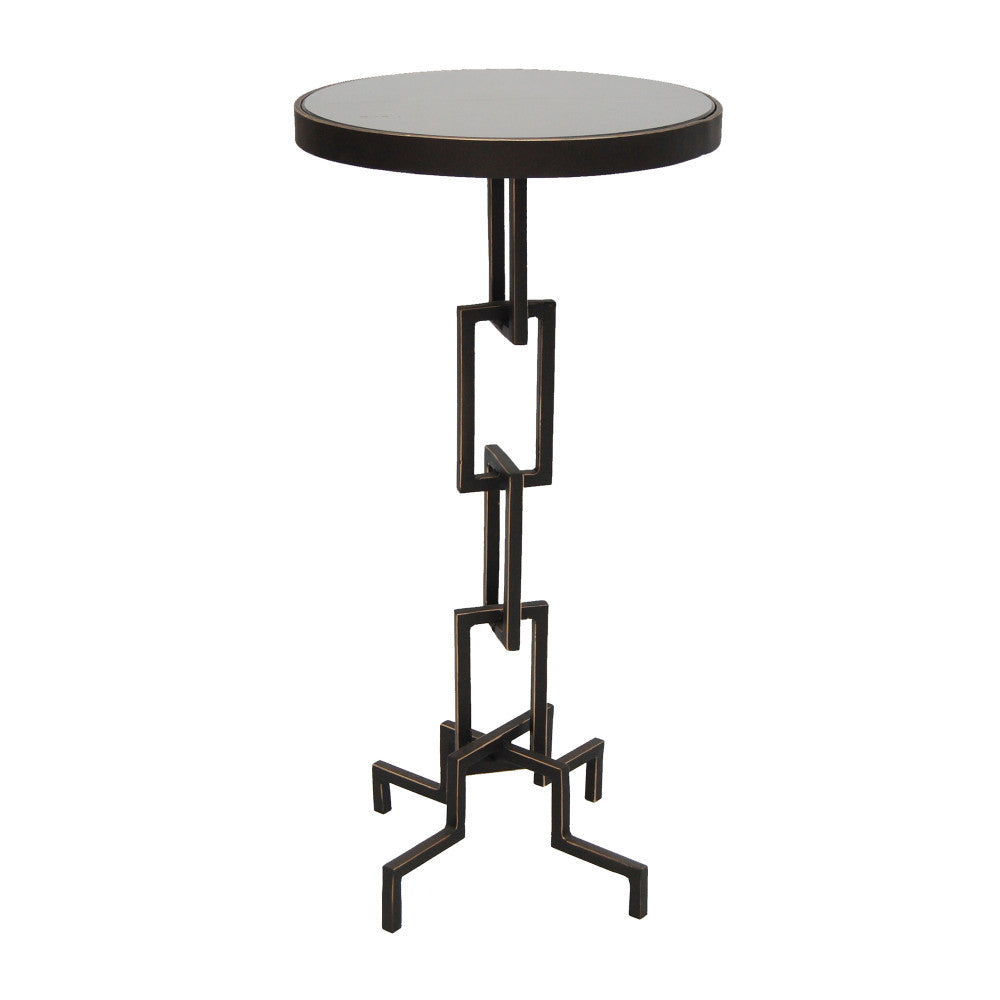 Tess Accent Table QR-18800.BRONZEGLD.0 by CuratedKravet CuratedKravet An iron and white marble side table featuring a chain link table base in a bronze powder coated finish and gold edged detail. India DUST LIGHTLY WITH A SOFT, DRY CLOTH. </p><p>Dimensions: Length 12, Height 24.5, Width 12 - Fabric Carolina -