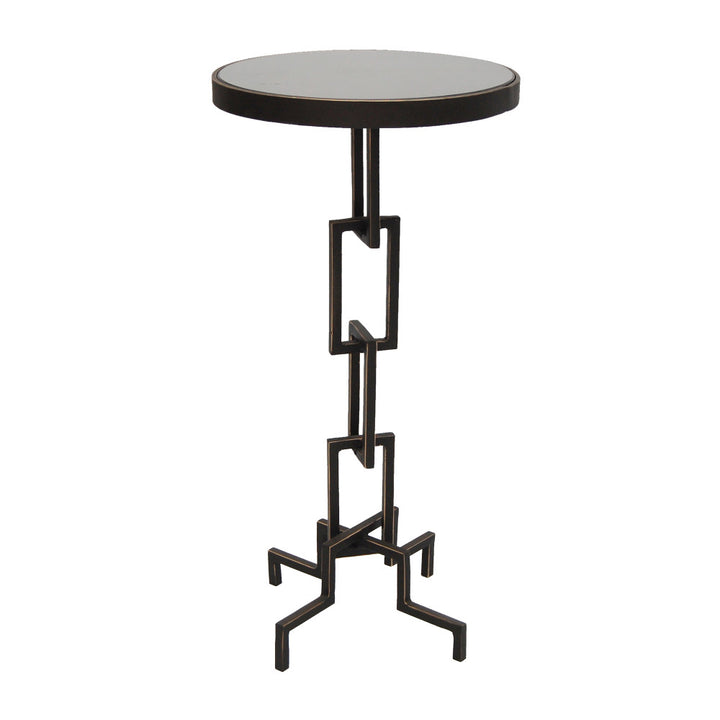 Tess Accent Table QR-18800.BRONZEGLD.0 by CuratedKravet CuratedKravet An iron and white marble side table featuring a chain link table base in a bronze powder coated finish and gold edged detail. India DUST LIGHTLY WITH A SOFT, DRY CLOTH. </p><p>Dimensions: Length 12, Height 24.5, Width 12 - Fabric Carolina -