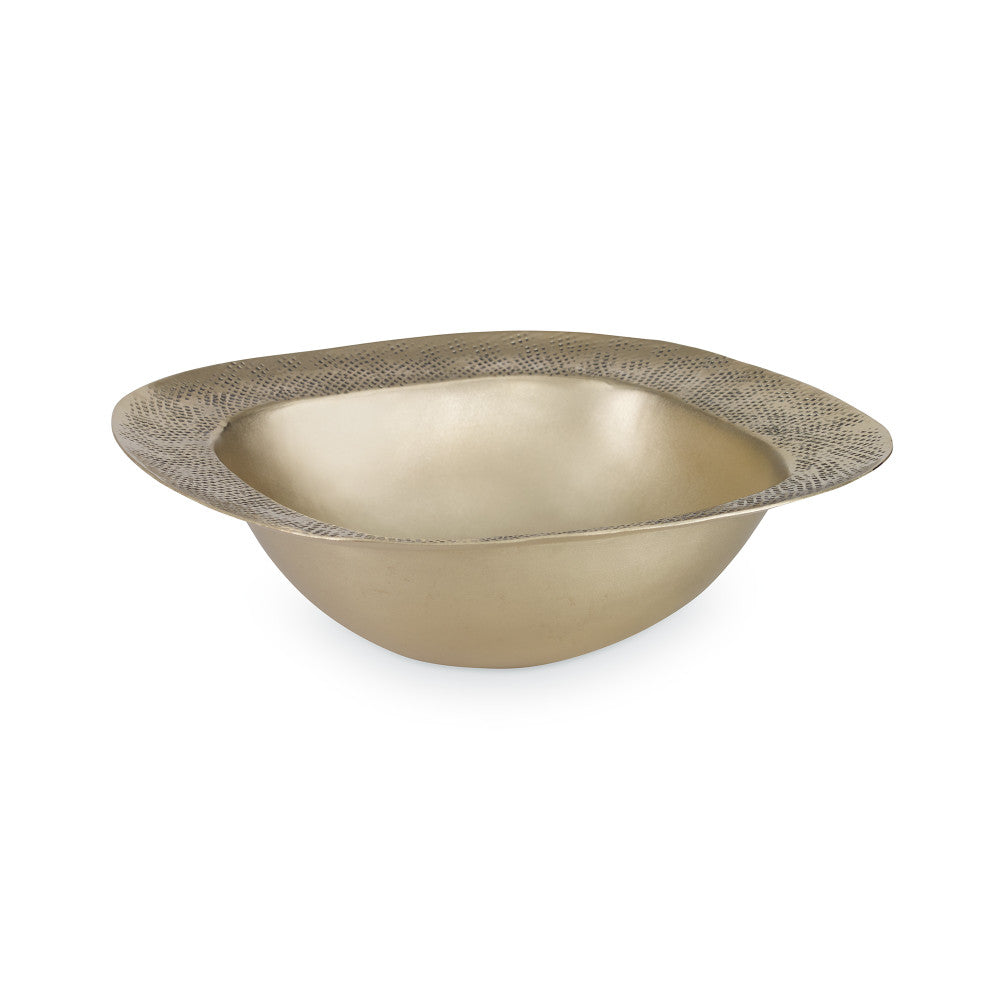 Tinker Bowl QR-19041.BRASS.0 by CuratedKravet CuratedKravet A brass hammered dot rim bowl detailed with a pairing of matte and shiny finishes. India DUST LIGHTLY. </p><p>Dimensions: Length 6.5, Height 2.5, Width 6.5 Brass - 100% - Fabric Carolina -