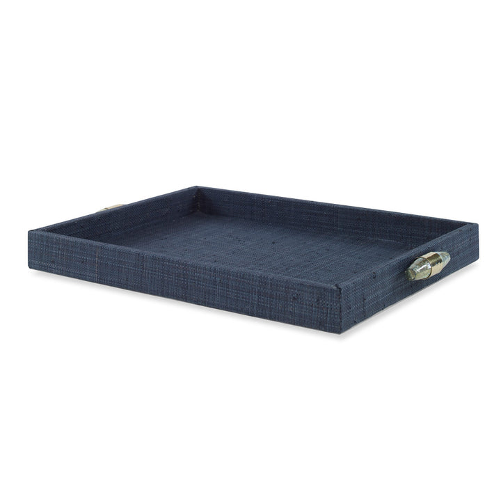 Shorehame Tray, Black QR-19051.BLACK.0 by CuratedKravet CuratedKravet A black raffia tray detailed with shell accent handles. Philippines DUST LIGHTLY WITH A DRY, SOFT CLOTH. </p><p>Dimensions: Length 19, Height 2, Width 11.75 - Fabric Carolina -