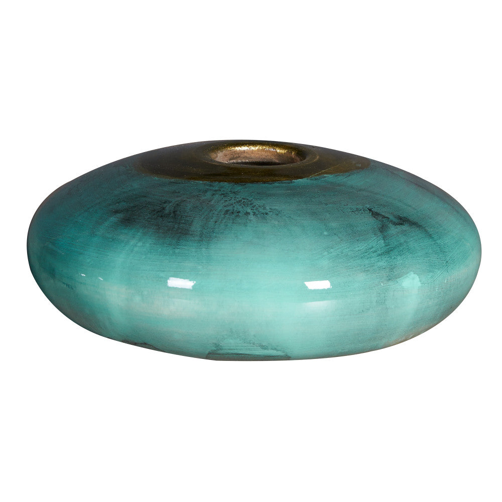 Cassidy Vase, Small Jade QR-19068.JADE.0 by CuratedKravet CuratedKravet A low Paulownia wood bud vase featuring a handpainted jade gradient, accented with a gold ring around the vase opening. China DUST LIGHTLY. </p><p>Dimensions: Length 8, Height 2.75, Width 8 Wood - 100% - Fabric Carolina -