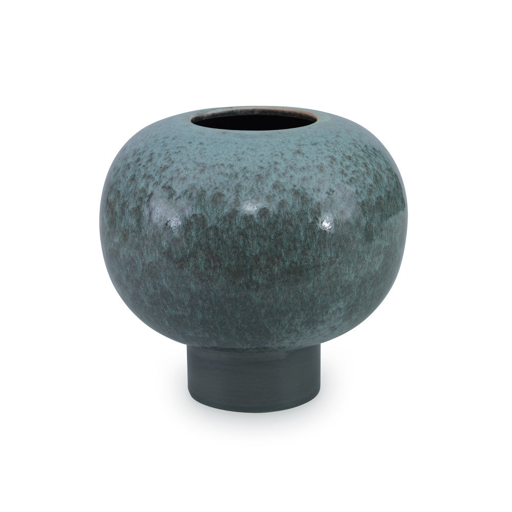 Gandra Vase QR-19123.GRAYGRN.0 by CuratedKravet CuratedKravet An earthenware ball vase featuring a reactive green glaze. Due to the nature of the glaze, each vase is to be considered unique. Portugal DUST LIGHTLY. </p><p>Dimensions: Length 7.5, Height 6.75, Width 7.5 Ceramic - 100% - Fabric Carolina -