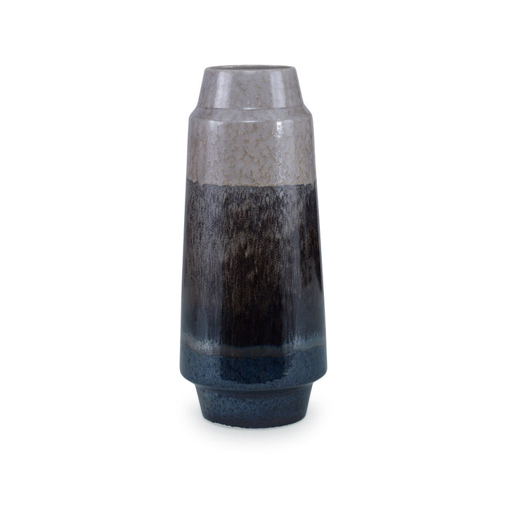 Mirandela Vase QR-19132.STNREACT.0 by CuratedKravet CuratedKravet An earthenware vase featuring a reactive stone glaze. Due to the nature of the glaze, each vase is to be considered unique. Portugal DUST LIGHTLY. </p><p>Dimensions: Length 5, Height 11.75, Width 5 Ceramic - 100% - Fabric Carolina -