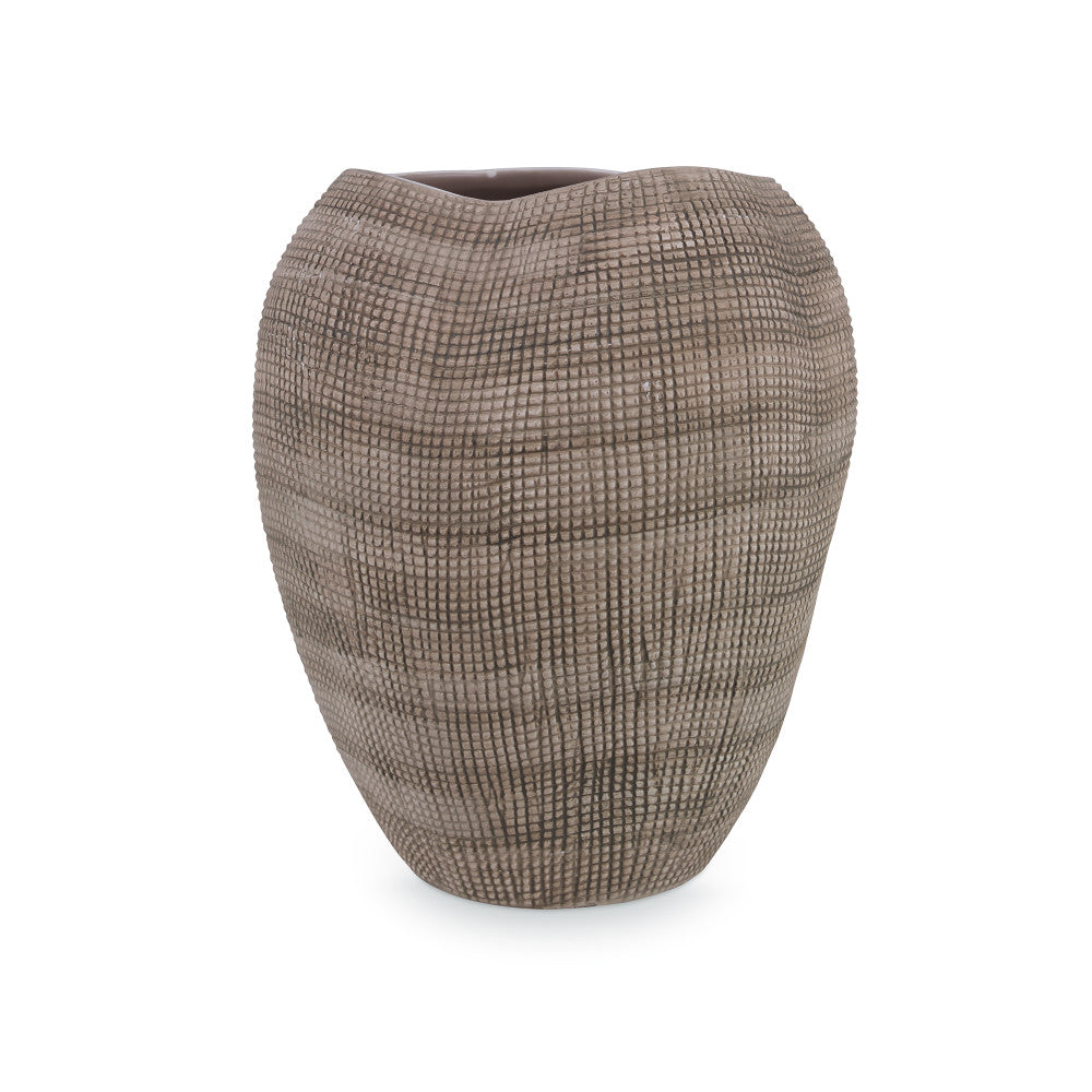 Barcelos Vase, Large QR-19148.NATURAL.0 by CuratedKravet CuratedKravet A large textured earthenware vase featuring a natural glaze. Due to the nature of the glaze, each vase is to be considered unique. Portugal DUST LIGHTLY. </p><p>Dimensions: Length 9.5, Height 11, Width 9.5 Ceramic - 100% - Fabric Carolina -