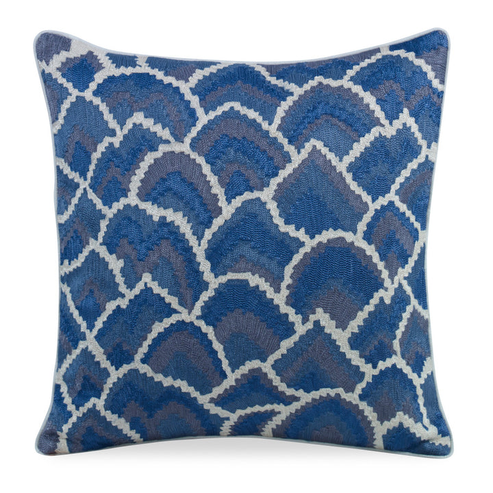 Chaffey Pillow QR-19245.BLUGRAY.0 by CuratedKravet CuratedKravet Measures 20"H x 20"L. An indigo, gray and white decorative accent pillow featuring a playful abstract pattern. Includes a feather insert. India DRY CLEAN ONLY. </p><p>Dimensions: Length 20, Height 20, Width Cotton - 50%, Linen - 50% - Fabric Carolina -