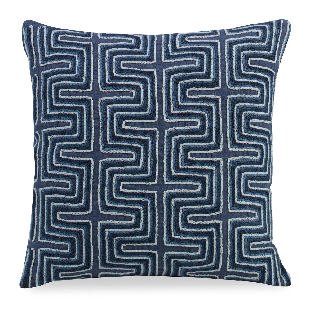 Humbolot Pillow QR-19246.MULTIBLU.0 by CuratedKravet CuratedKravet Measures 18"H x 18"L. A hand embroidered decorative accent pillow featuring a playful abstract pattern. Finished with a knife edge. Includes a feather insert. India DRY CLEAN ONLY. </p><p>Dimensions: Length 18, Height 18, Width Linen - 100% - Fabric Carolina -
