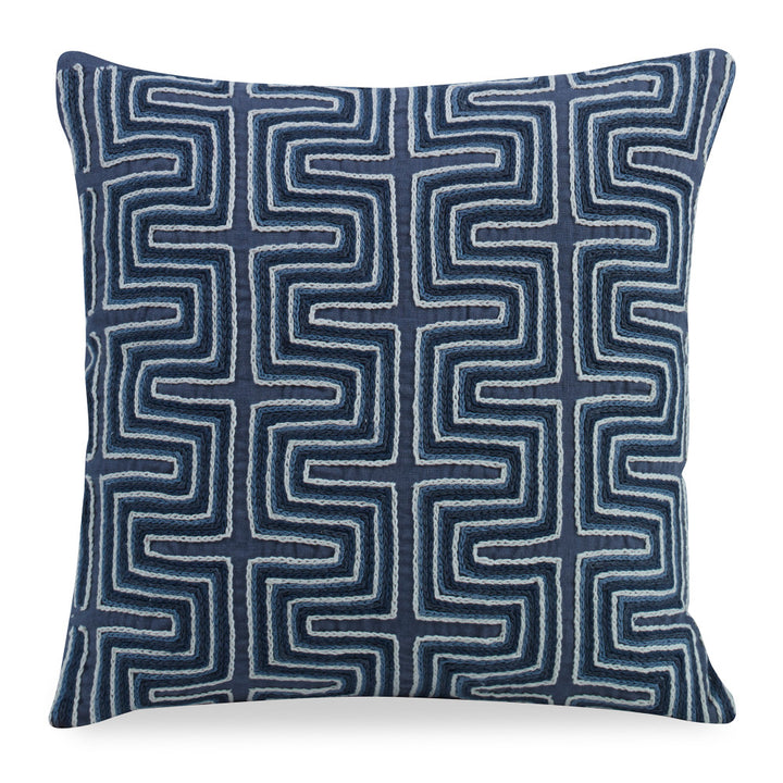 Humbolot Pillow QR-19246.MULTIBLU.0 by CuratedKravet CuratedKravet Measures 18"H x 18"L. A hand embroidered decorative accent pillow featuring a playful abstract pattern. Finished with a knife edge. Includes a feather insert. India DRY CLEAN ONLY. </p><p>Dimensions: Length 18, Height 18, Width Linen - 100% - Fabric Carolina -