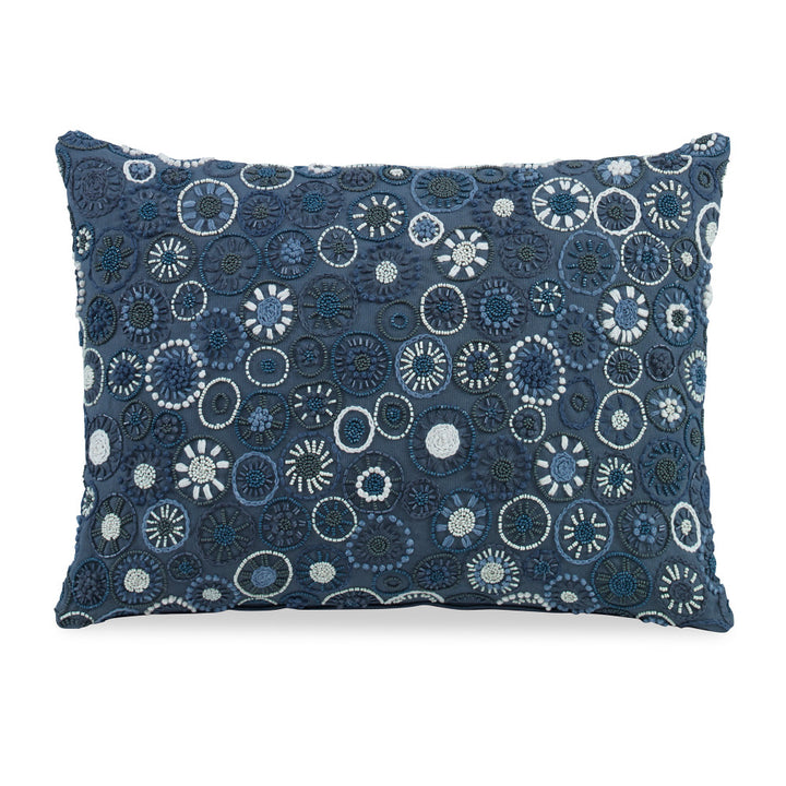 Cerritos Pillow QR-19247.MULTIBLU.0 by CuratedKravet CuratedKravet Measures 14"H x 20"L. A hand embroidered decorative accent pillow featuring a playful dotted pattern. Finished with a knife edge. Includes a feather insert. India DRY CLEAN ONLY. </p><p>Dimensions: Length 20, Height 14, Width Cotton - 100% - Fabric Carolina -