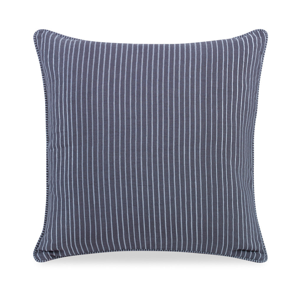 O'Keefe Pillow QR-19254.GRAYWHT.0 by CuratedKravet CuratedKravet Measures 20"H x 20"L. A hand embroidered decorative accent pillow featuring a striped pattern. Includes a feather insert. India DRY CLEAN ONLY. </p><p>Dimensions: Length 20, Height 20, Width Linen - 100% - Fabric Carolina -