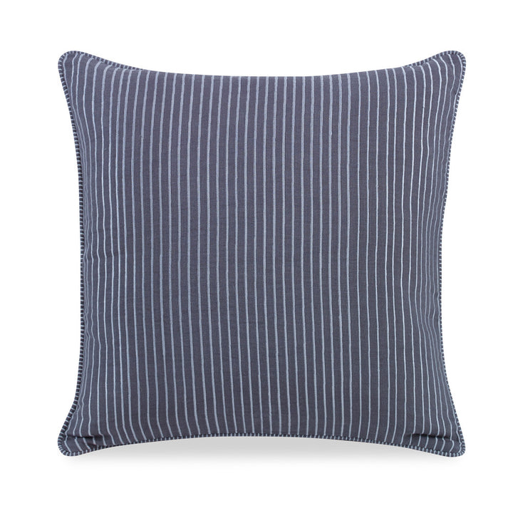 O'Keefe Pillow QR-19254.GRAYWHT.0 by CuratedKravet CuratedKravet Measures 20"H x 20"L. A hand embroidered decorative accent pillow featuring a striped pattern. Includes a feather insert. India DRY CLEAN ONLY. </p><p>Dimensions: Length 20, Height 20, Width Linen - 100% - Fabric Carolina -