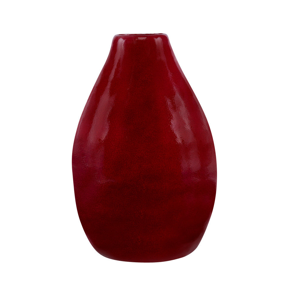 Stennis Vase, Large QR-19358.RED.0 by CuratedKravet CuratedKravet A decorative earthenware vase with a unique net relief pattern in a red selenium glaze. Each vase is handmade and unique. This vase is not watertight. Portugal DUST LIGHTLY. </p><p>Dimensions: Length 8, Height 12, Width 8 Ceramic - 100% - Fabric Carolina -