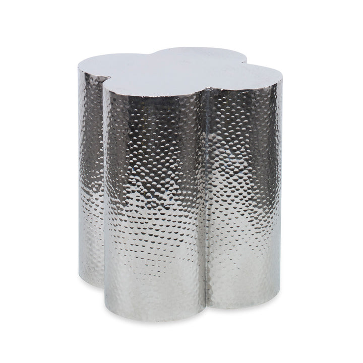 Stennis Table QR-19448.NICKEL.0 by CuratedKravet CuratedKravet A hammered nickel colored aluminum side table. India DUST LIGHTLY. </p><p>Dimensions: Length 19, Height 19, Width 19 - Fabric Carolina -