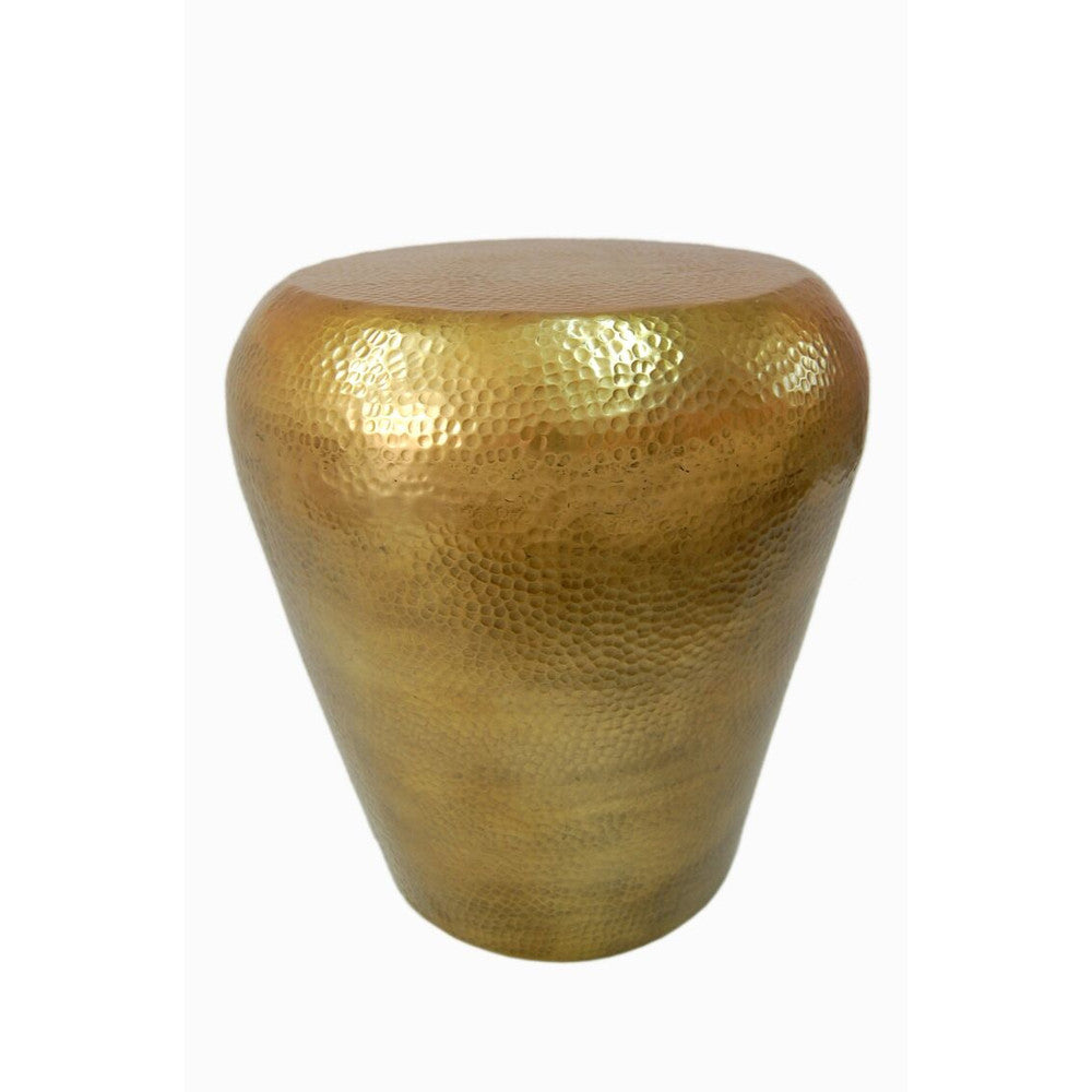 Stritch Table QR-19451.BRASS.0 by CuratedKravet CuratedKravet A hammered aluminum side table with a shiny brass finish. India DUST LIGHTLY. </p><p>Dimensions: Length 21.5, Height 21.5, Width 21.5 - Fabric Carolina -