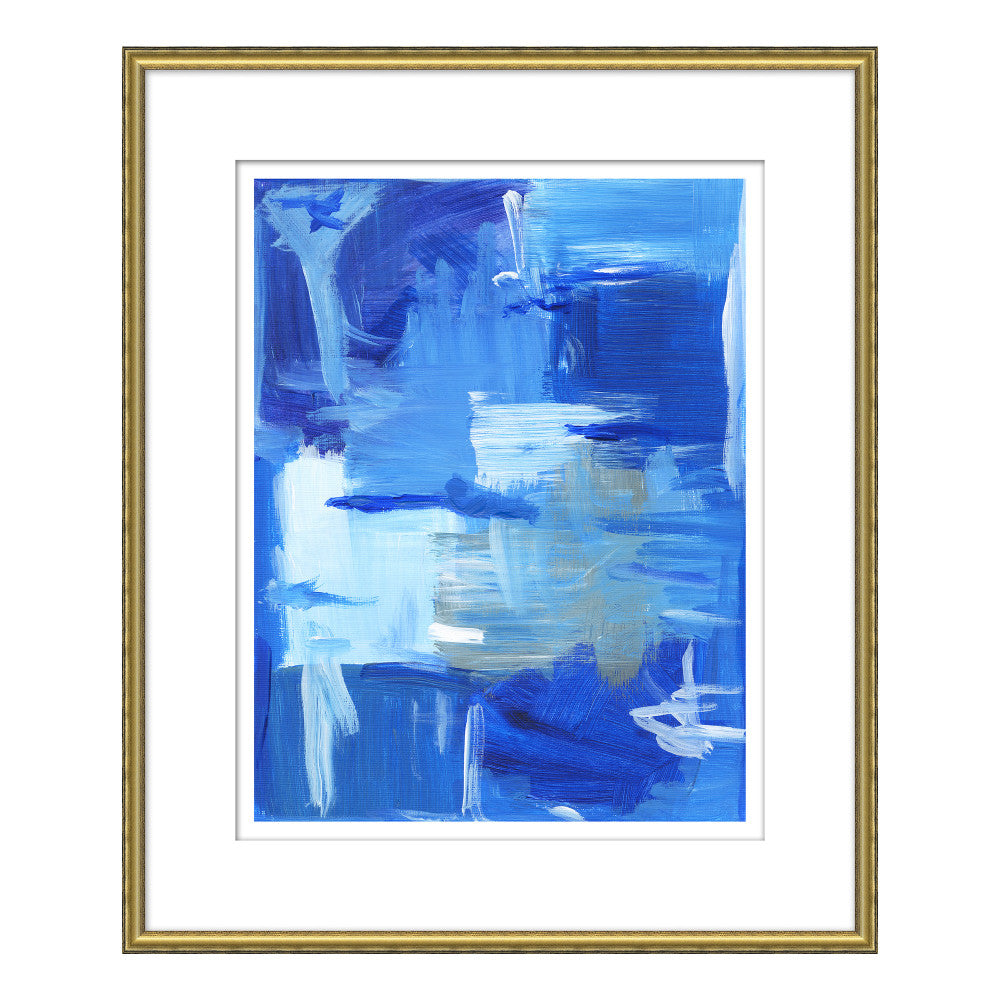 Color Story, Blue QR-19546.COBALT.0 by CuratedKravet CuratedKravet This abstract composition of linear brush strokes in monochromatic shades of blue, is an Archival Giclee Print on Watercolor Paper. Featuring a hand gold leafed frame. Made to order in the USA. United States </p><p>Dimensions: Length 20, Height 24, Width 1 Paper - 75%, Wood - 25% - Fabric Carolina -