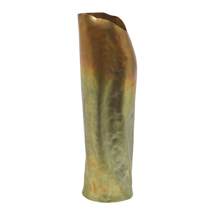 Lona Vase QR-20134.PATINA.0 by CuratedKravet CuratedKravet A brass vase with a distressed patina. India DUST LIGHTLY WITH A SOFT, DRY CLOTH. </p><p>Dimensions: Length 4.75, Height 11, Width 4.75 Brass - 100% - Fabric Carolina -