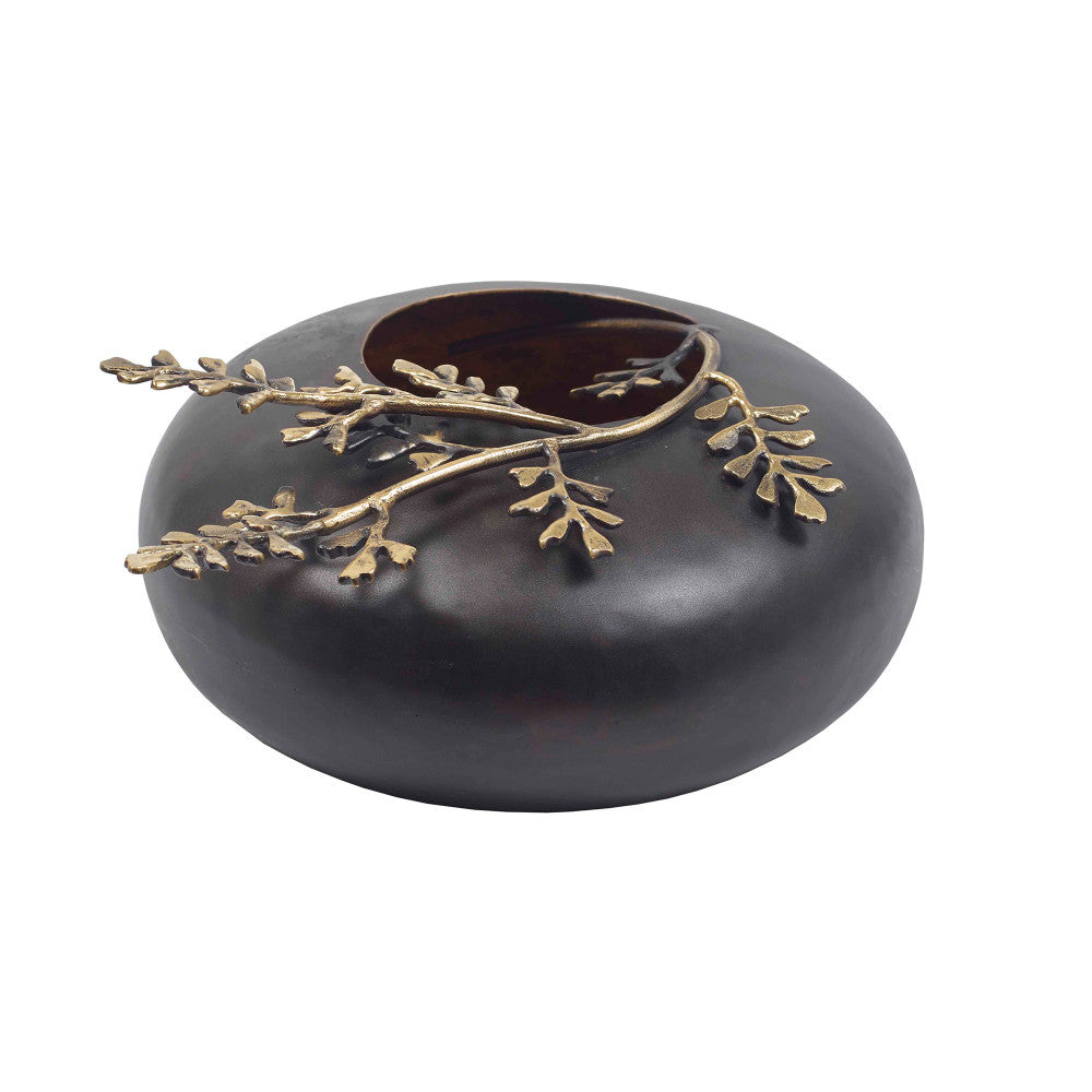 Whitney Vase QR-20142.DRKANTBRSS.0 by CuratedKravet CuratedKravet A low decorative brass vase with a dark antiqued finish. Detailed with brass foliage accents. India DUST LIGHTLY WITH A SOFT, DRY CLOTH. </p><p>Dimensions: Length 7.5, Height 3, Width 7.5 Brass - 100% - Fabric Carolina -